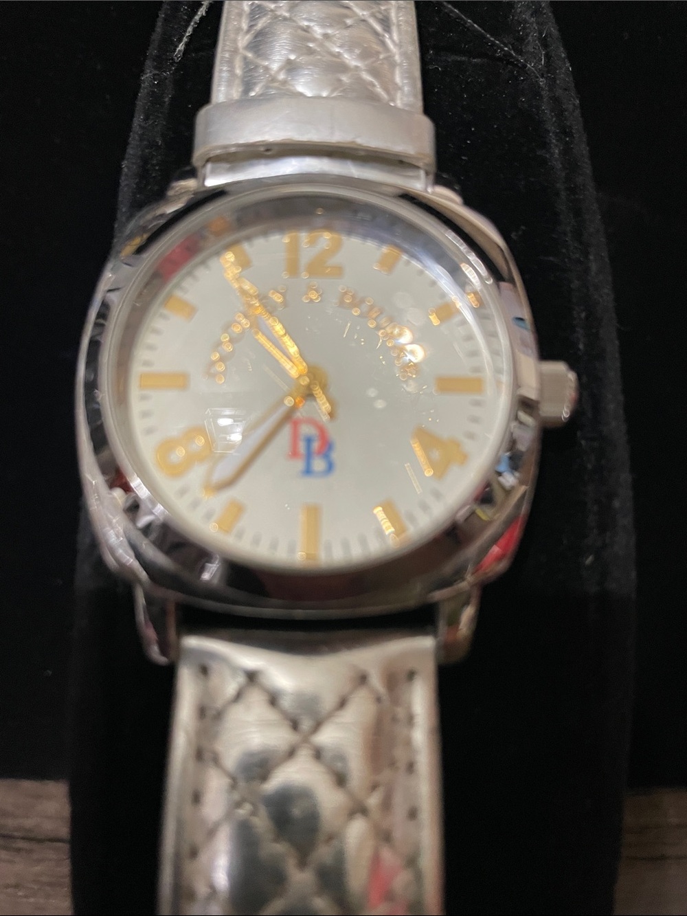 Dooney & Bourke Silver Quilted Leather Strap Watch with Gold Accents. - Picture 2 of 11